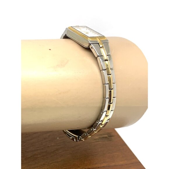 Seiko Women's Watch SWR044 Quartz Petite Tank Rectangle White Dial 2-Tone Steel - Picture 12 of 14